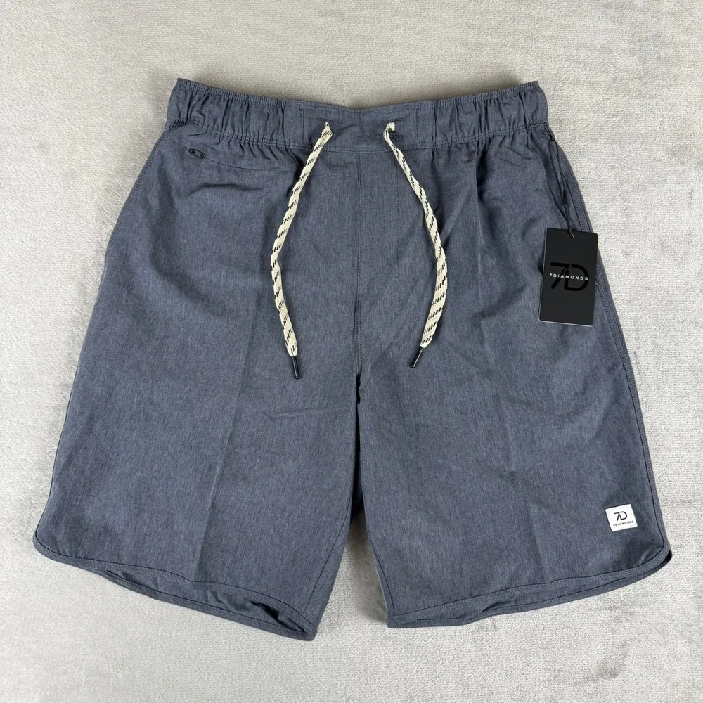 7 Diamonds Core Active Shorts Mens Small Gray Athletic Stretch $59 7D New NWT